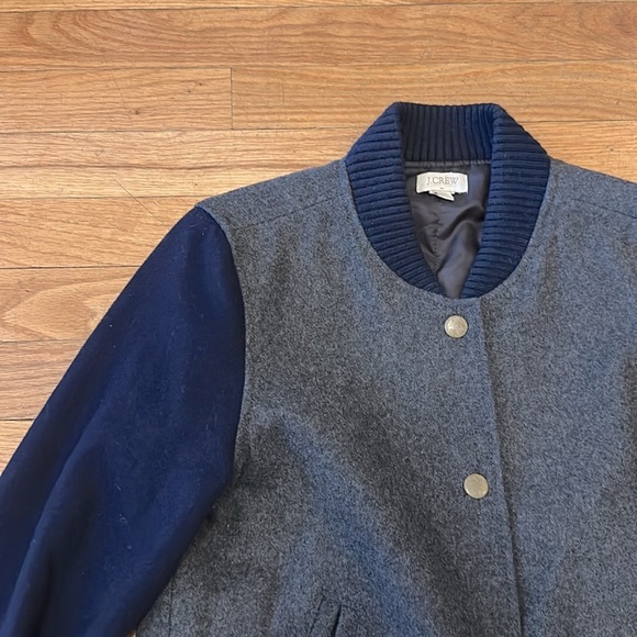 J.Crew Navy and Gray Wool Varsity Jacket - Picture 2 of 7